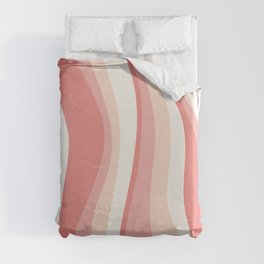Retro Groovy Lines Abstract Pattern in Pink and Blush Duvet Cover