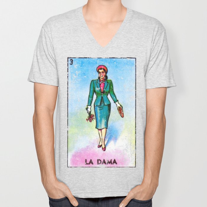 La Dama Mexican Loteria Bingo Card Unisex V Neck By Casadeloteria Society6