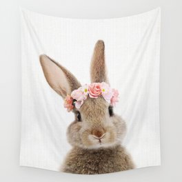 Rabbit with Flower Crown Wall Tapestry