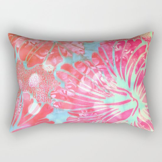 Blue Water Hibiscus Snowfall Rectangular Pillow