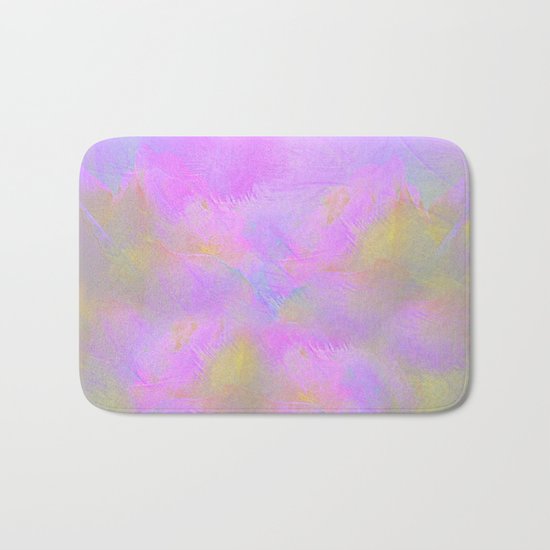 Bright Pastel Feathered Abstract Bath Mat