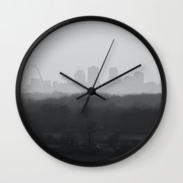 St. Louis Skyline in Black and White Wall Clock