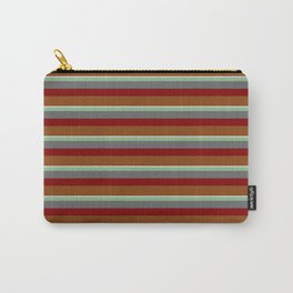 [ Thumbnail: Colorful Light Gray, Dark Sea Green, Dim Gray, Maroon & Brown Colored Lines Pattern Carry-All Pouch ]