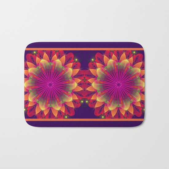Magical colourful fantasy flower Bath Mat