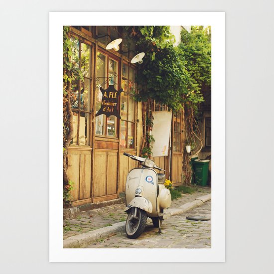 Vintage Vespa in Paris Art Print