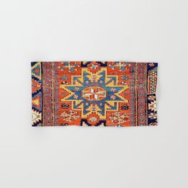 Southwestern Farmhouse IV // 19th Century Colorful Red Yellow Blue Green Aztec Farm Stars Pattern Hand & Bath Towel