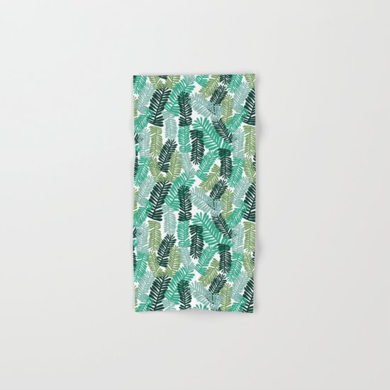 tropical plant house plant palm leaves plant watercolor painting abstract nature pattern leaf summer Hand & Bath Towel
