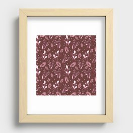 Winter flowers and leaves pattern Recessed Framed Print
