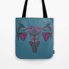 Women's Body Uterus Vagina Lady Form with Wildflowers Tote Bag