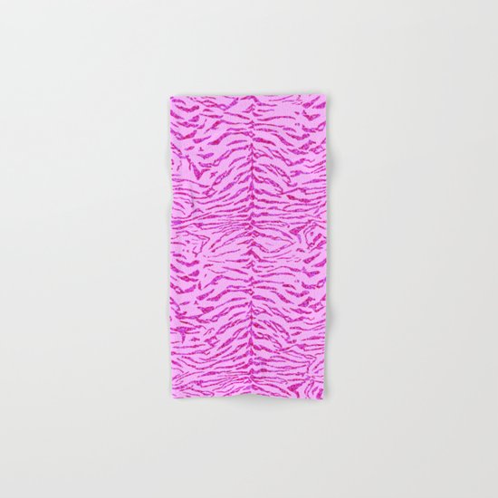 Light Pink Glitter Tiger Print Hand & Bath Towel