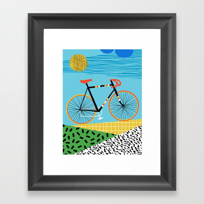Roadie - peugeot px10, bicycle art print, cycling art, gifts for cyclists, memphis art print Framed Art Print