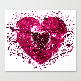 Shattered Pink Magenta Disco Heart Canvas Print