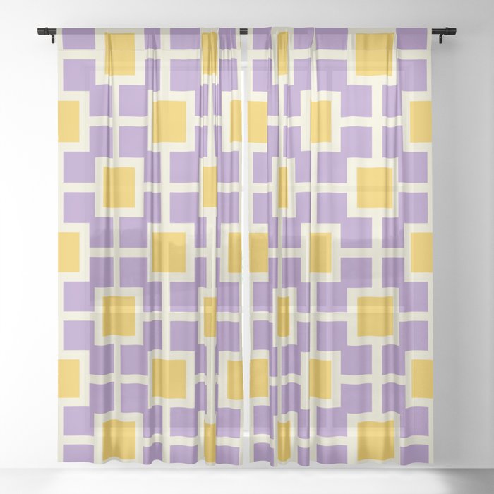 Classic Hollywood Regency Pattern 777 Lavender and Yellow Sheer Curtain