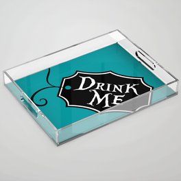 "Drink Me" Alice in Wonderland styled Bottle Tag Design in 'Alice Blue' Acrylic Tray