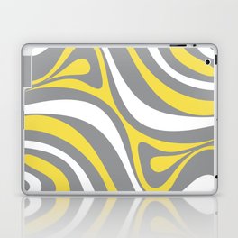 New Groove Retro Swirl Abstract Pattern Gray Yellow White Laptop Skin