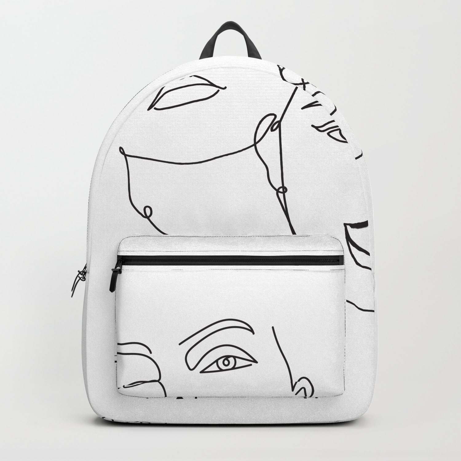 Minimalist Female Faces In One Line Contour Drawing Backpack By