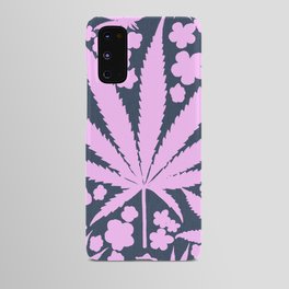 Modern Retro Cannabis And Flowers Pink On Navy Android Case