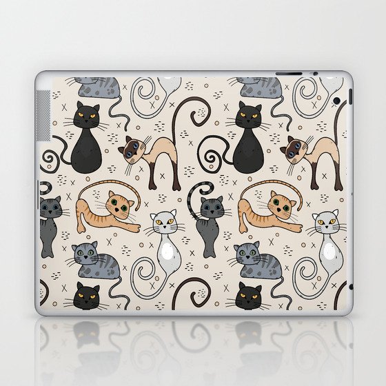 Cat lovers pattern with cute kittens Laptop & iPad Skin