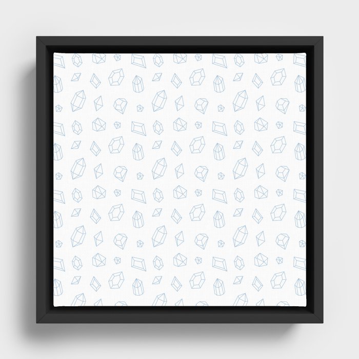 Pale Blue Gems Pattern Framed Canvas