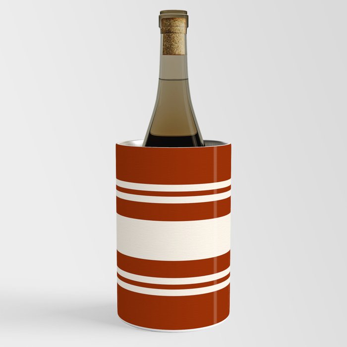 Orange and white retro 60s minimalistic stripes Wine Chiller