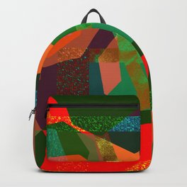 MOTLEY N2 Backpack | Green, Multicoloured, Digital, Pied, Geometric, Varicoloured, Orange, Abstract, Graphicdesign, Figurative 