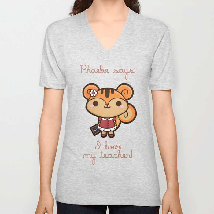 Phoebe the Know-all Squirrel V Neck T Shirt