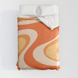 Tangerine Wave Machine - Retro Orange Abstract Comforter