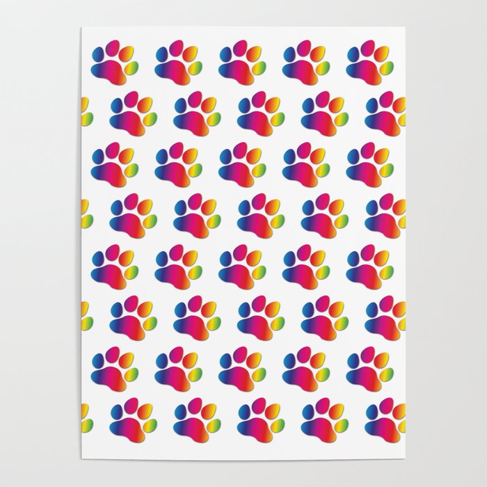 Multicolor paws Poster