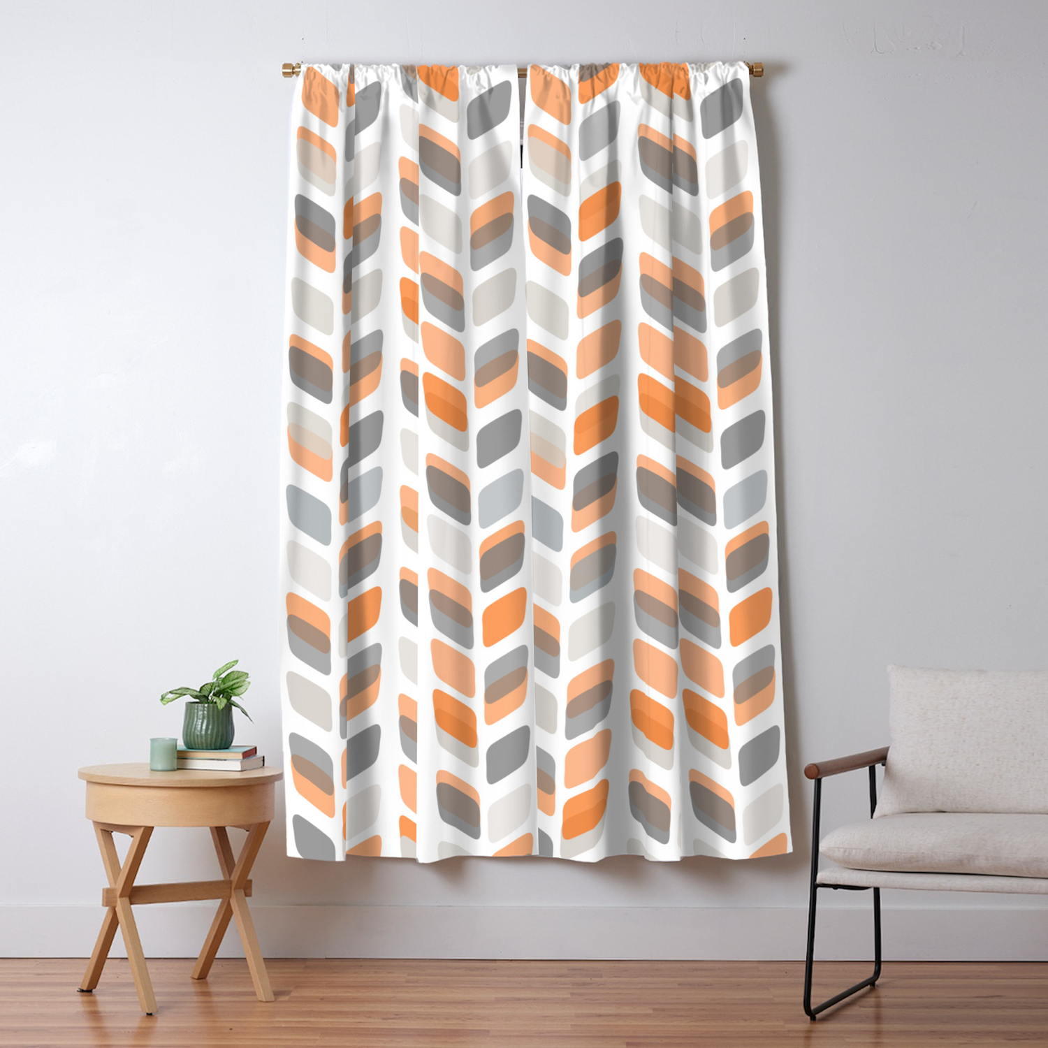 Modern Rectangle Print With Retro Abstract Leaf Pattern Blackout