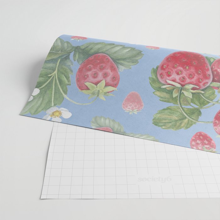 Watercolor strawberry pattern Wrapping Paper by One More Please