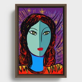 Purple Pop Girl Framed Canvas