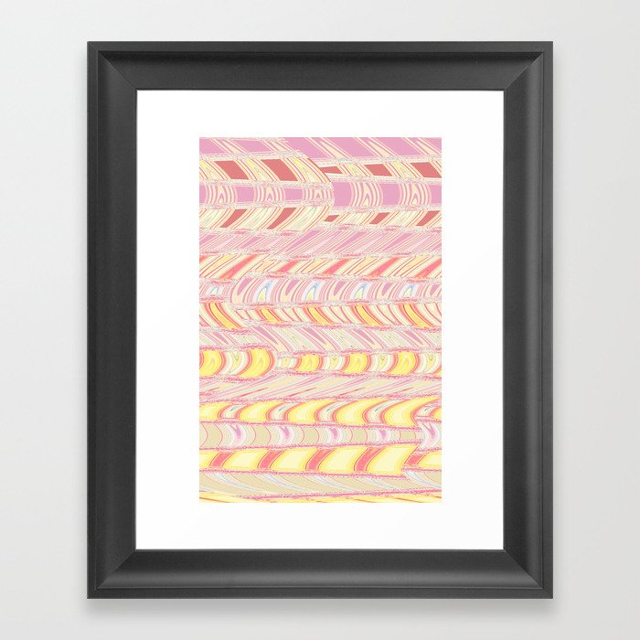 Rose And Yellow Waves Abstract Framed Art Print