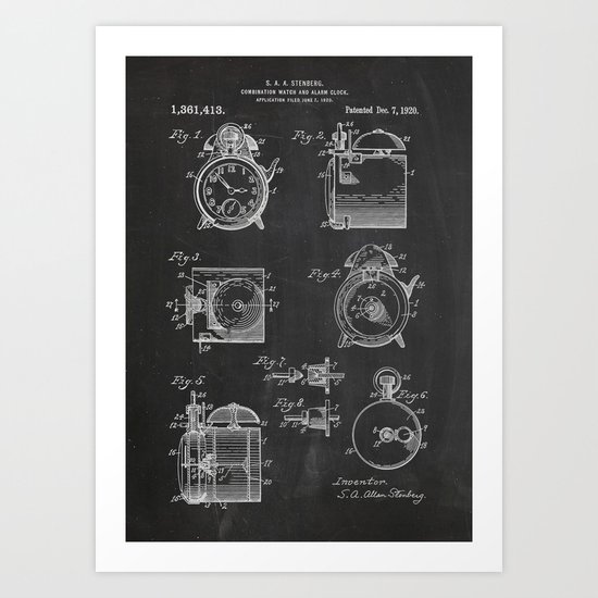 Watch And Alarm Clock Patent Art Print