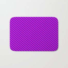 [ Thumbnail: Dark Violet, Fuchsia & Indigo Colored Lines/Stripes Pattern Bath Mat ]