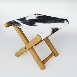 Primitive Hygge Cowhide in Black and White Folding Stool