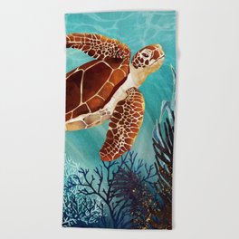 Metallic Sea Turtle Beach Towel