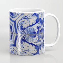 Blue & White Mediterranean Vintage Floral Pattern Coffee Mug | Tiles, Rustic, Blue, Portuguese, Painted, Mediterranean, Pattern, Floral, Antique, Italian 