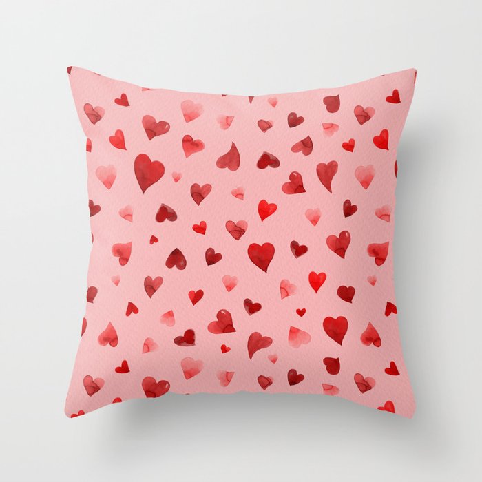 Valentine's Day Hearts - red and pink Throw Pillow
