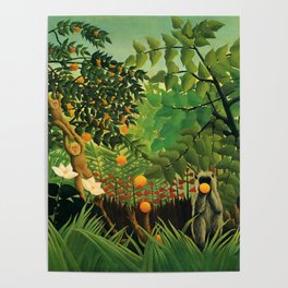 Henri Rousseau "Monkeys in the jungle - Exotic landscape" Poster