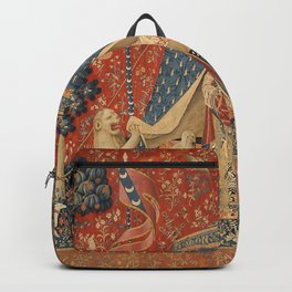 The Lady And The Unicorn Backpack | Medieval, Renaissance, Garden, Unicorn, Wallhanging, Woventapestry, Lady, Mythical, French, Medievalfrenchart 