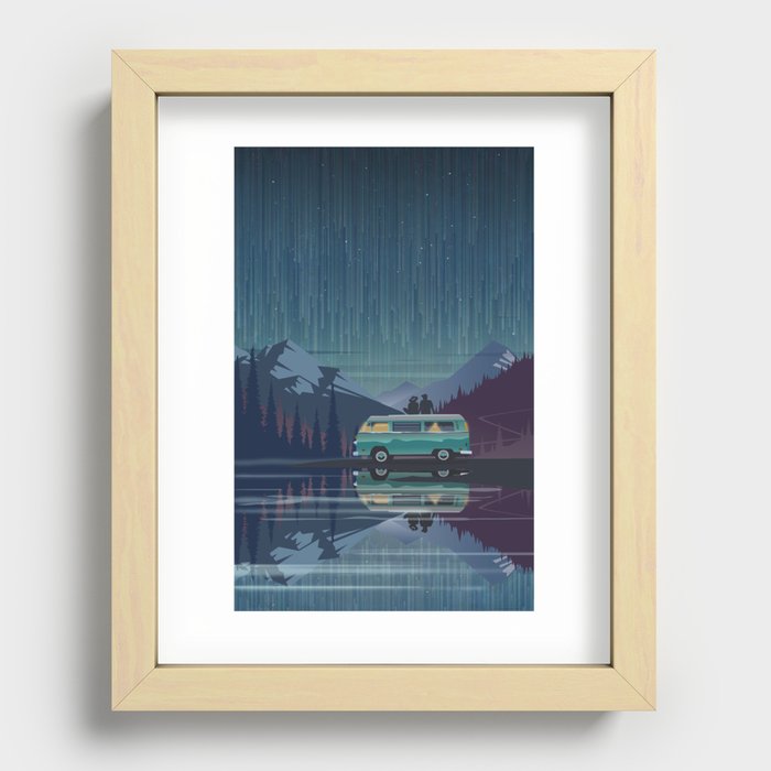 Retro Camping under the stars Recessed Framed Print