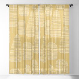 Mid Century Modern Forest Yellow Sheer Curtain