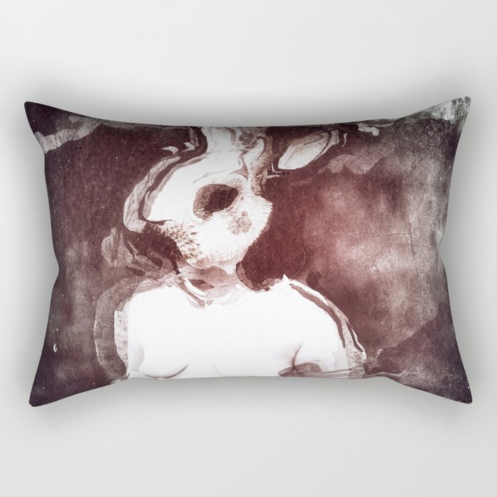 "The Rabbit Stared at Alice" By Nacho Dung. Rectangular Pillow