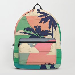 Retro Vaporware Tropical Sunset Backpack | Mood, Japan, Nineties, 90S, Surreal, Eighties, 80S, Tropical, Pixelart, Graphicdesign 