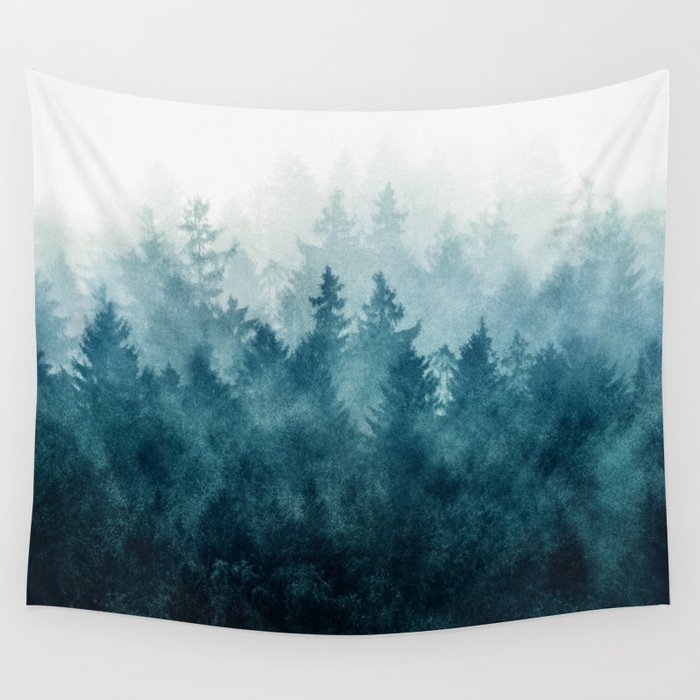 The Heart Of My Heart // So Far From Home Of A Misty Foggy Wild Forest Covered In Blue Magic Fog Wall Tapestry
