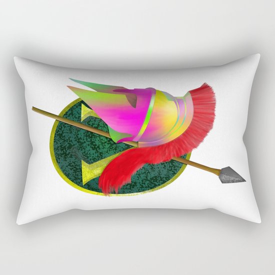Spartan Helmet Colorful Rectangular Pillow