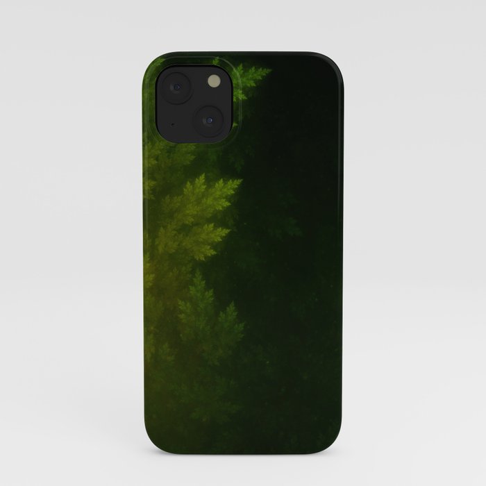 Beautiful Fractal Pines in the Misty Spring Night iPhone Case
