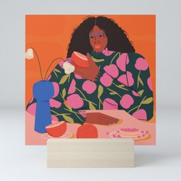 Still Life of a Woman with Dessert and Fruit Mini Art Print