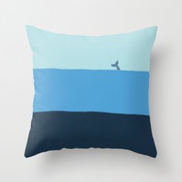 Tranquility A Whale Diving in the Pure Blue Ocean Throw Pillow