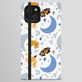 Moths and Moons - Blue & Yellow iPhone Wallet Case